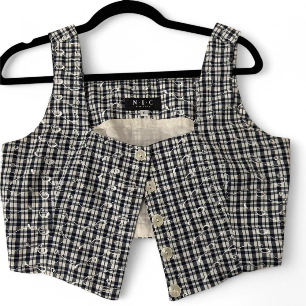 Plaid Button-Up Crop Top